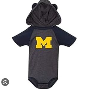 Gray and Navy Baby Onesie with Yellow M Logo